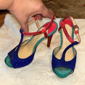 Size 8 Gianni Bini heels, multicolored rhinestones